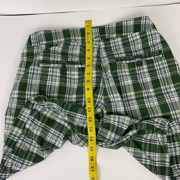 100% cotton plaid Green white Bermuda hiking shorts size 18 - Picture 8 of 16